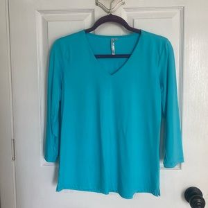 Lulu b V Neck Top XS Turquoise